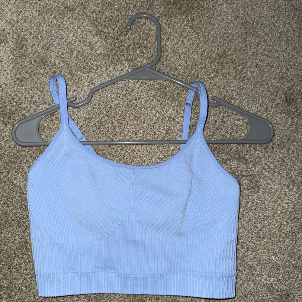 Light Blue Women's Ribbed Crop Top